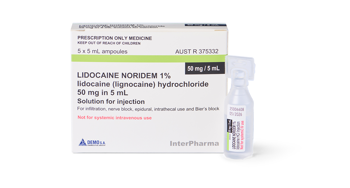Lidocaine Noridem 1% 50mg in 5mL product image