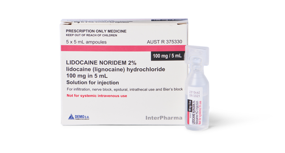 Lidocaine Noridem 2% 100mg in 5mL product